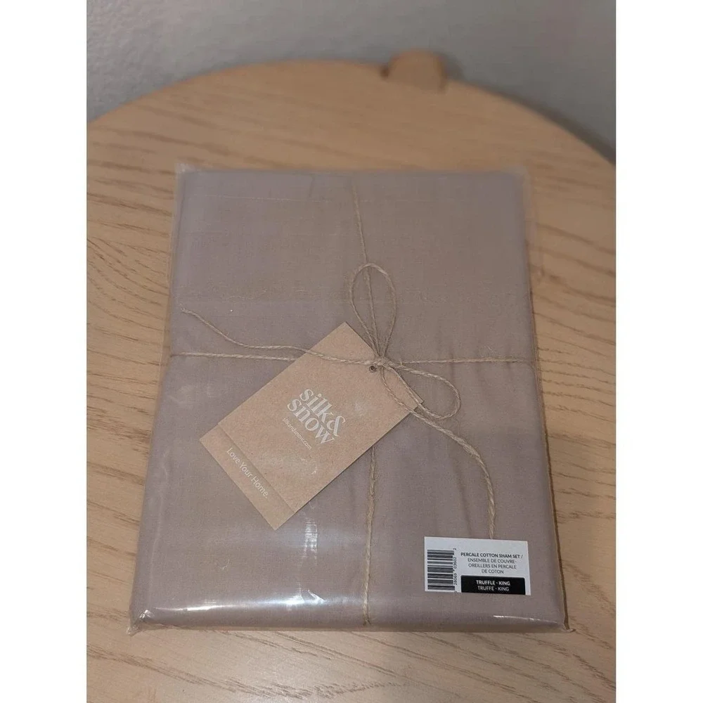 Silk & Snow Truffle Cotton Percale Full Queen Duvet Cover & King Sham Set New